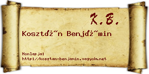 Kosztán Benjámin névjegykártya